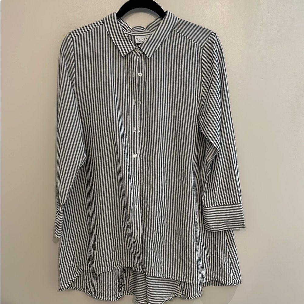 Habitat Grey and White Striped Shirt